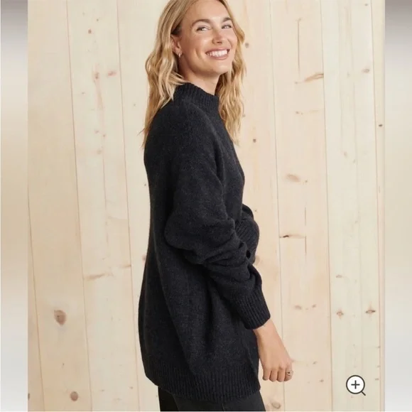 Jenni Kayne Sweater Oversized Cotton Ribbed Knit Alpaca Wool Charcoal XXS EUC - Picture 11 of 11